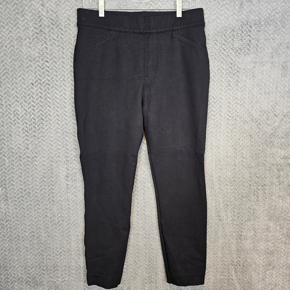 Spanx Slim Straight Leg Ponte Pants Black High Rise Pull On Womens Large